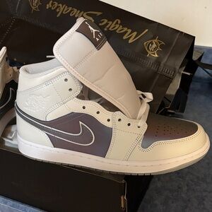 Nike White and Gray High-Top Sneakers